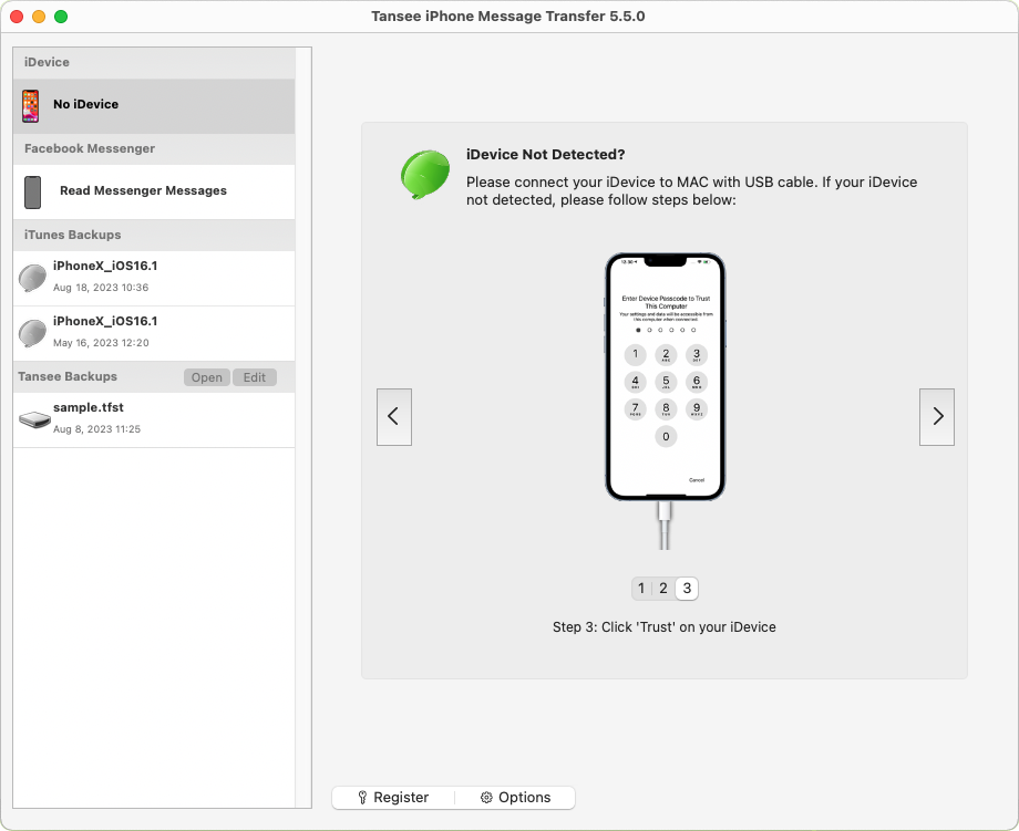 打开 Tansee iPhone Message Transfer Mac 版本